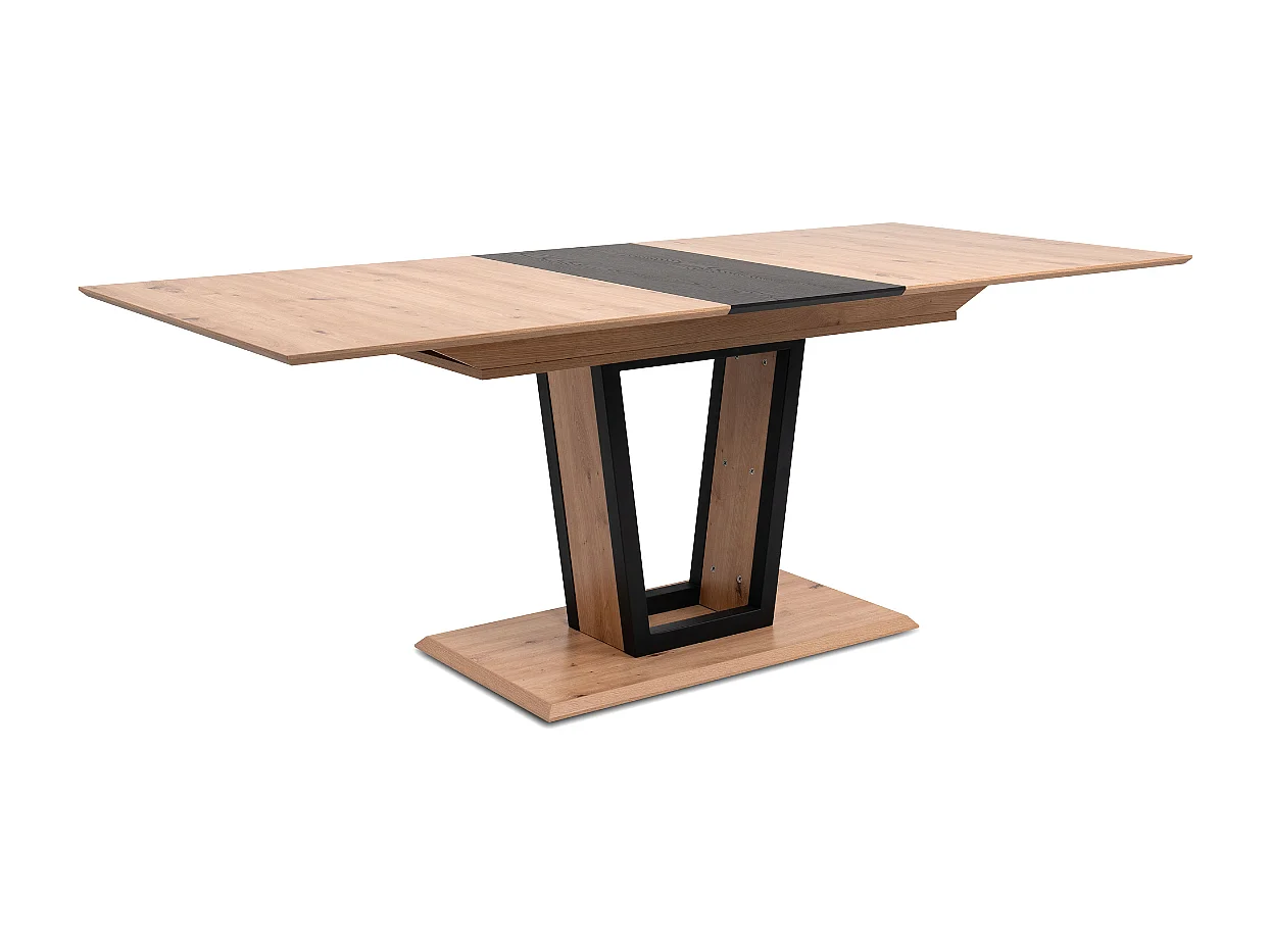 Table à manger extensible de 160 à 200 cm décor chêne artisan et noir - SORIA