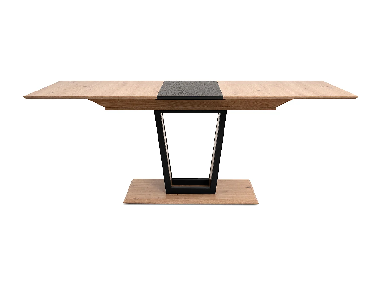 Table à manger extensible de 160 à 200 cm décor chêne artisan et noir - SORIA