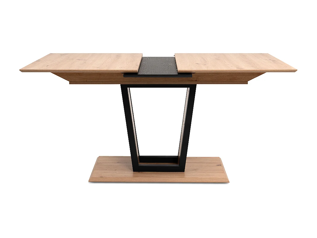 Uitschuifbare eettafel van 160 tot 200 cm, decor artisan eik en zwart – SORIA