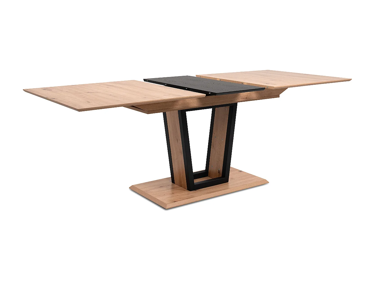 Uitschuifbare eettafel van 160 tot 200 cm, decor artisan eik en zwart – SORIA