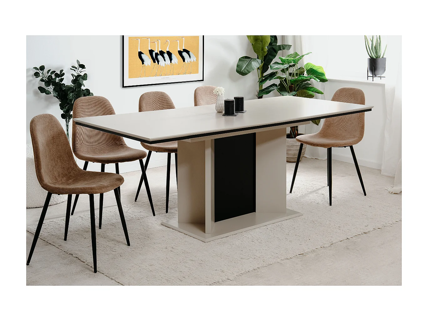 Uitschuifbare eettafel van 160 tot 200 cm met automatische opening – NOVARA