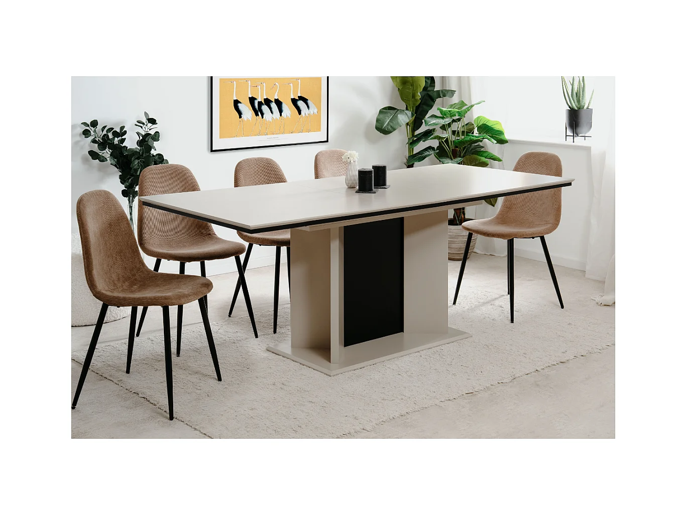 Table à manger extensible de 160 à 200 cm, ouverture automatique - NOVARA