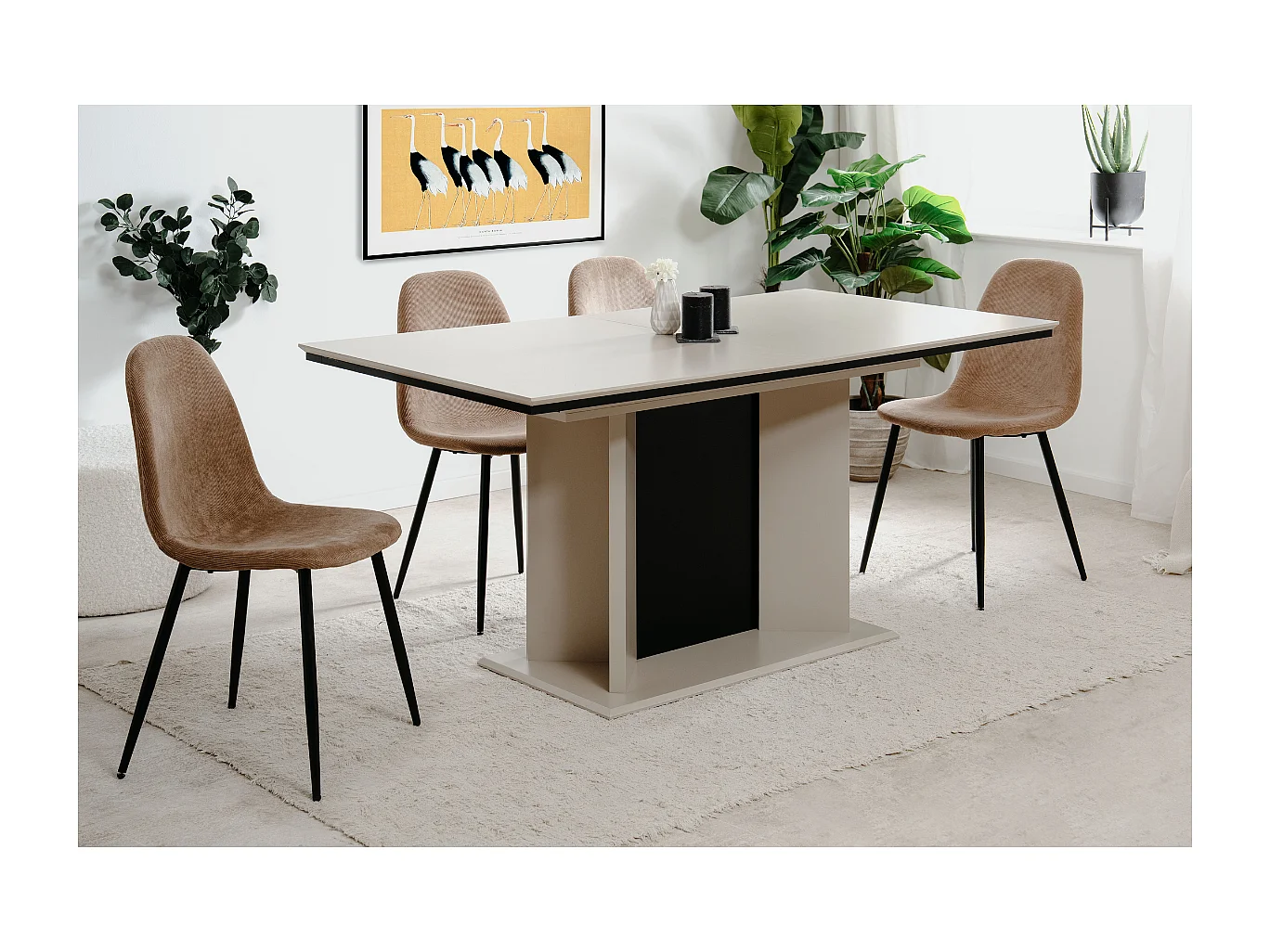 Table à manger extensible de 160 à 200 cm, ouverture automatique - NOVARA