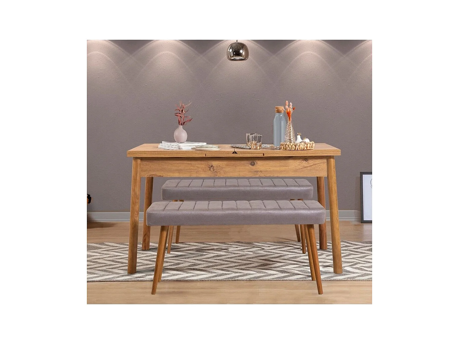 Table à manger extensible de 120 à 150 cm décor pin atlantique - SANTIAGO