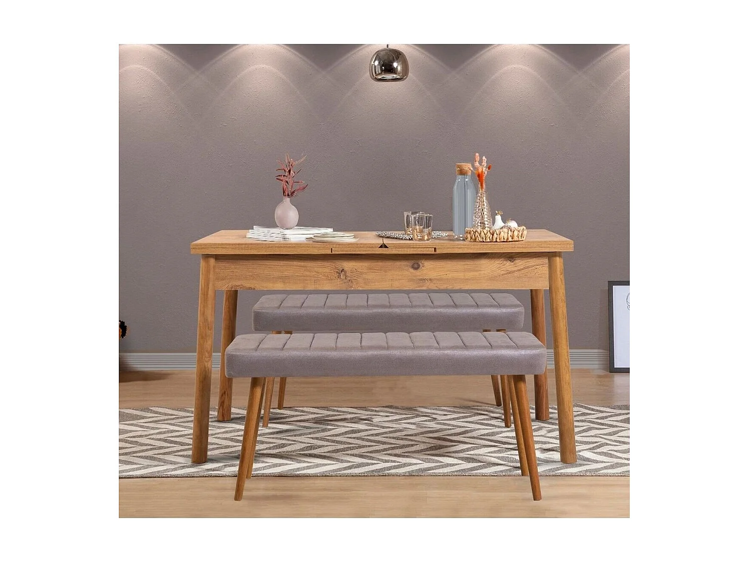 Table à manger extensible de 120 à 150 cm décor pin atlantique - SANTIAGO