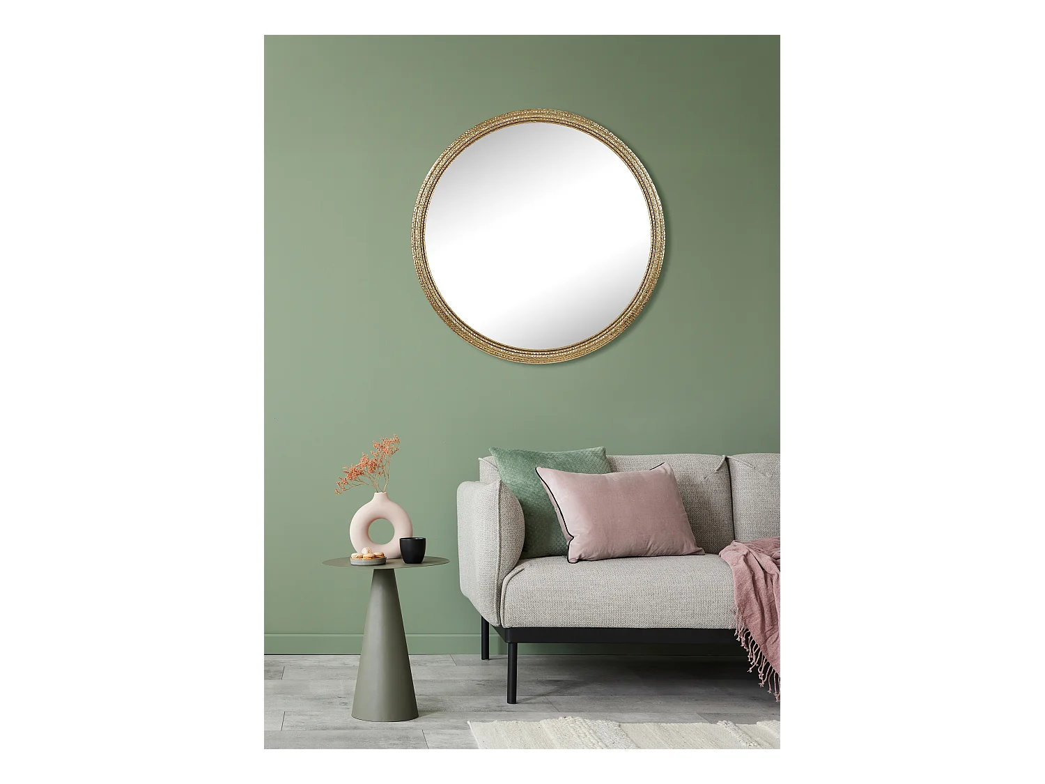 Miroir métal doré diam 80cm