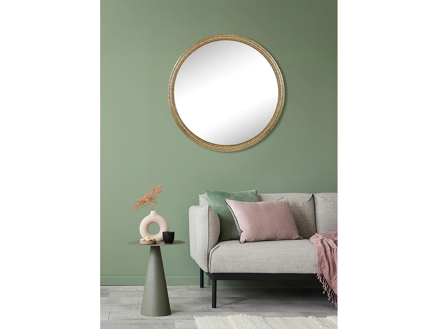 Miroir métal doré diam 80cm