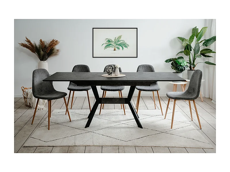 Table à manger extensible de 160 à 200 cm effet ardoise HARO