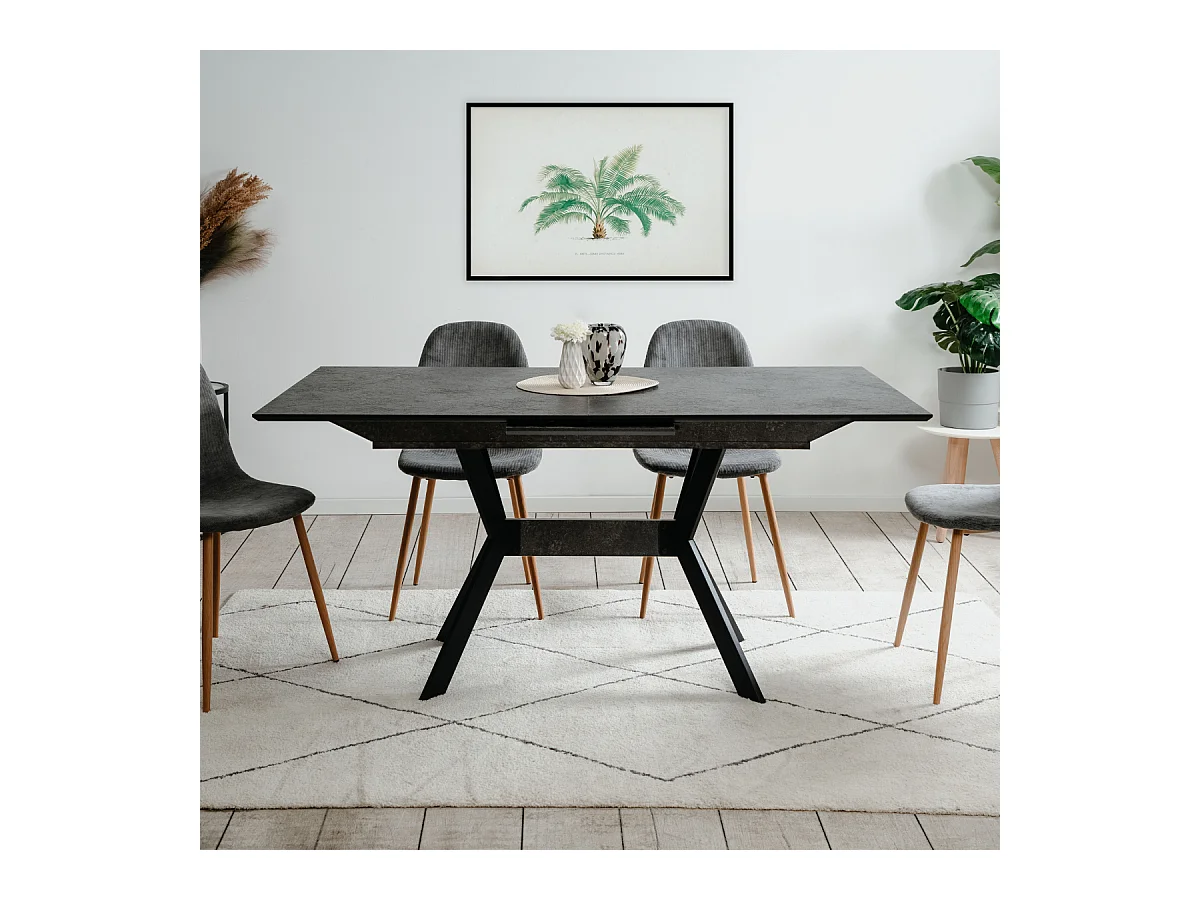 Table à manger extensible de 160 à 200 cm effet ardoise HARO