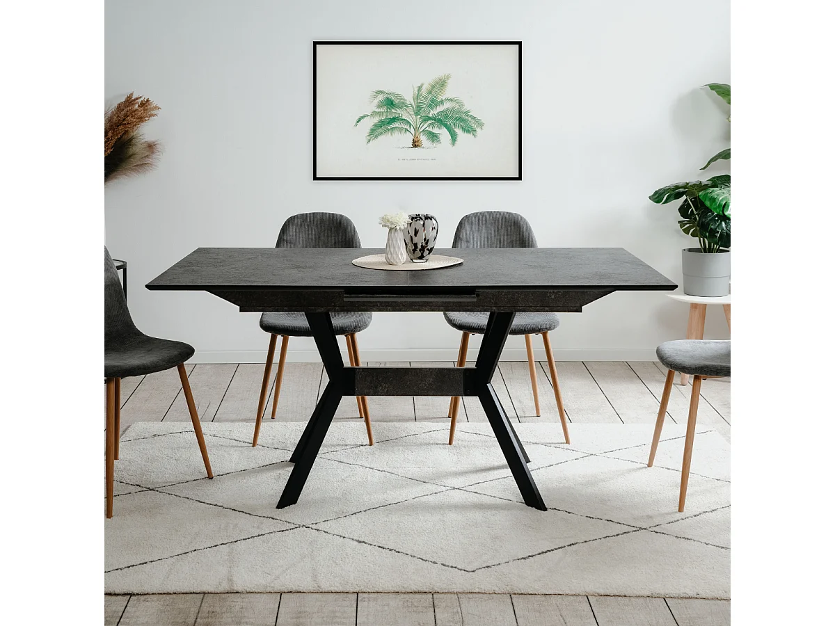 Table à manger extensible de 160 à 200 cm effet ardoise HARO