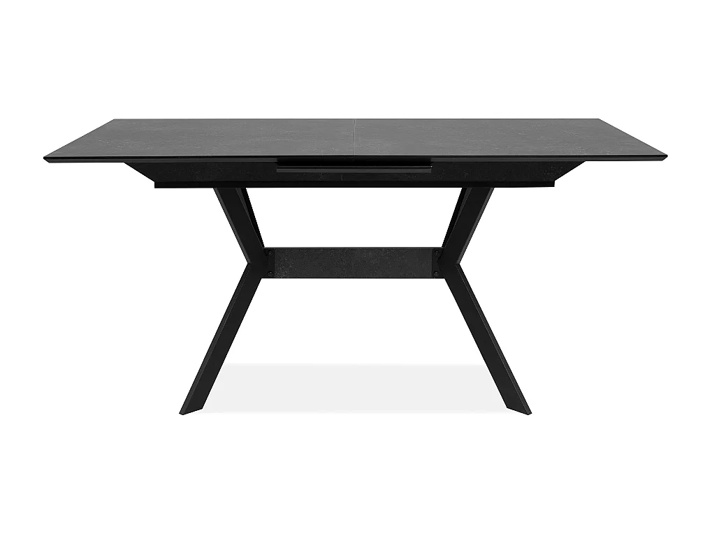 Uitschuifbare eettafel van 160 tot 200 cm, keramisch leisteeneffect en zwart – HARO