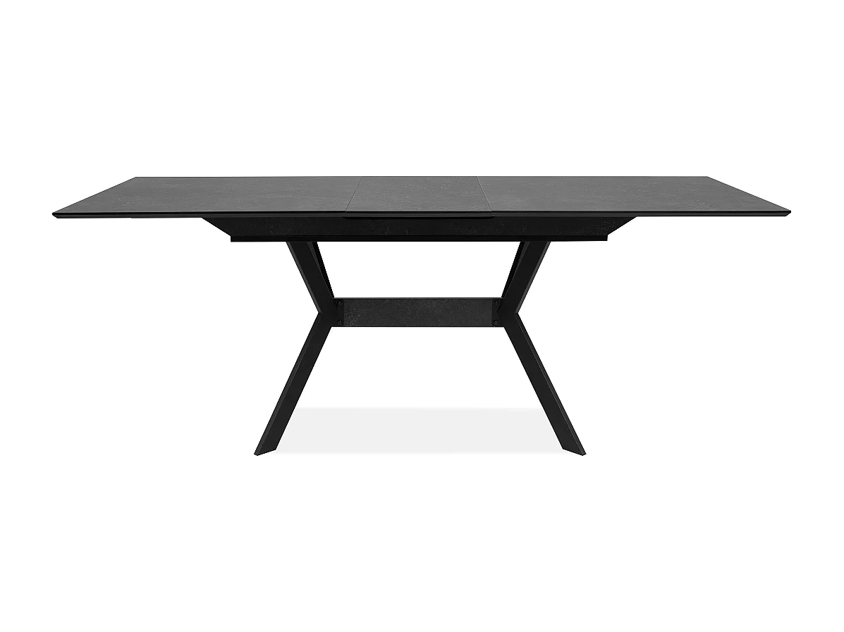 Uitschuifbare eettafel van 160 tot 200 cm, keramisch leisteeneffect en zwart – HARO