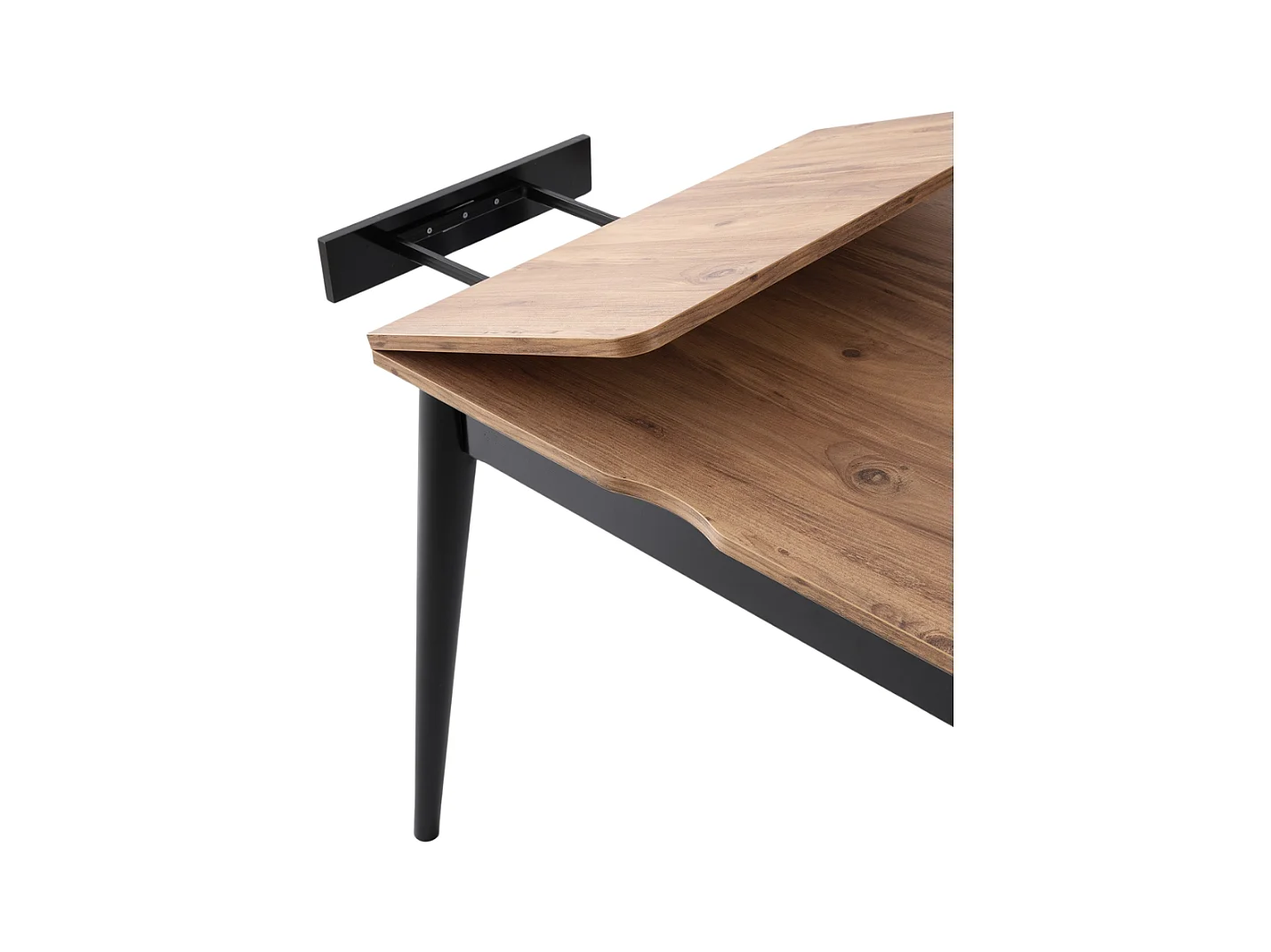 Table à manger extensible de 80 à 160 cm décor pin atlantique et noir - TOTEM