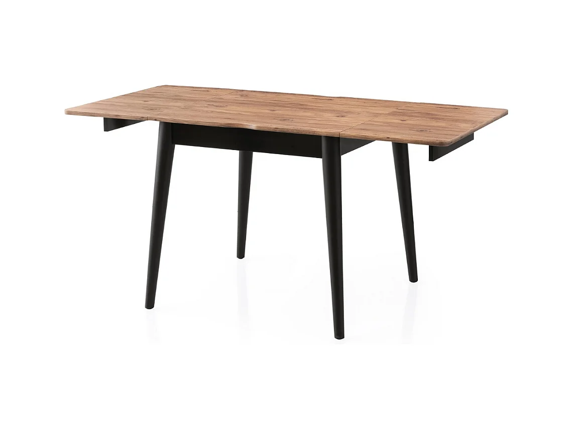 Table à manger extensible de 80 à 160 cm décor pin atlantique et noir - TOTEM
