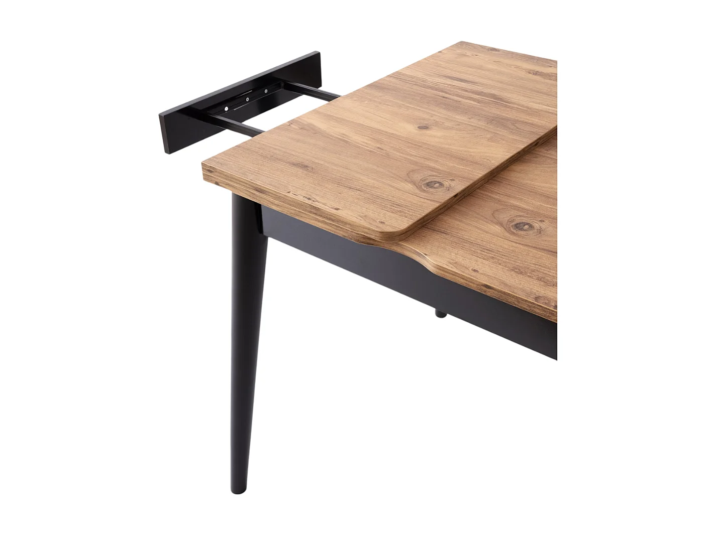 Table à manger extensible de 80 à 160 cm décor pin atlantique et noir - TOTEM