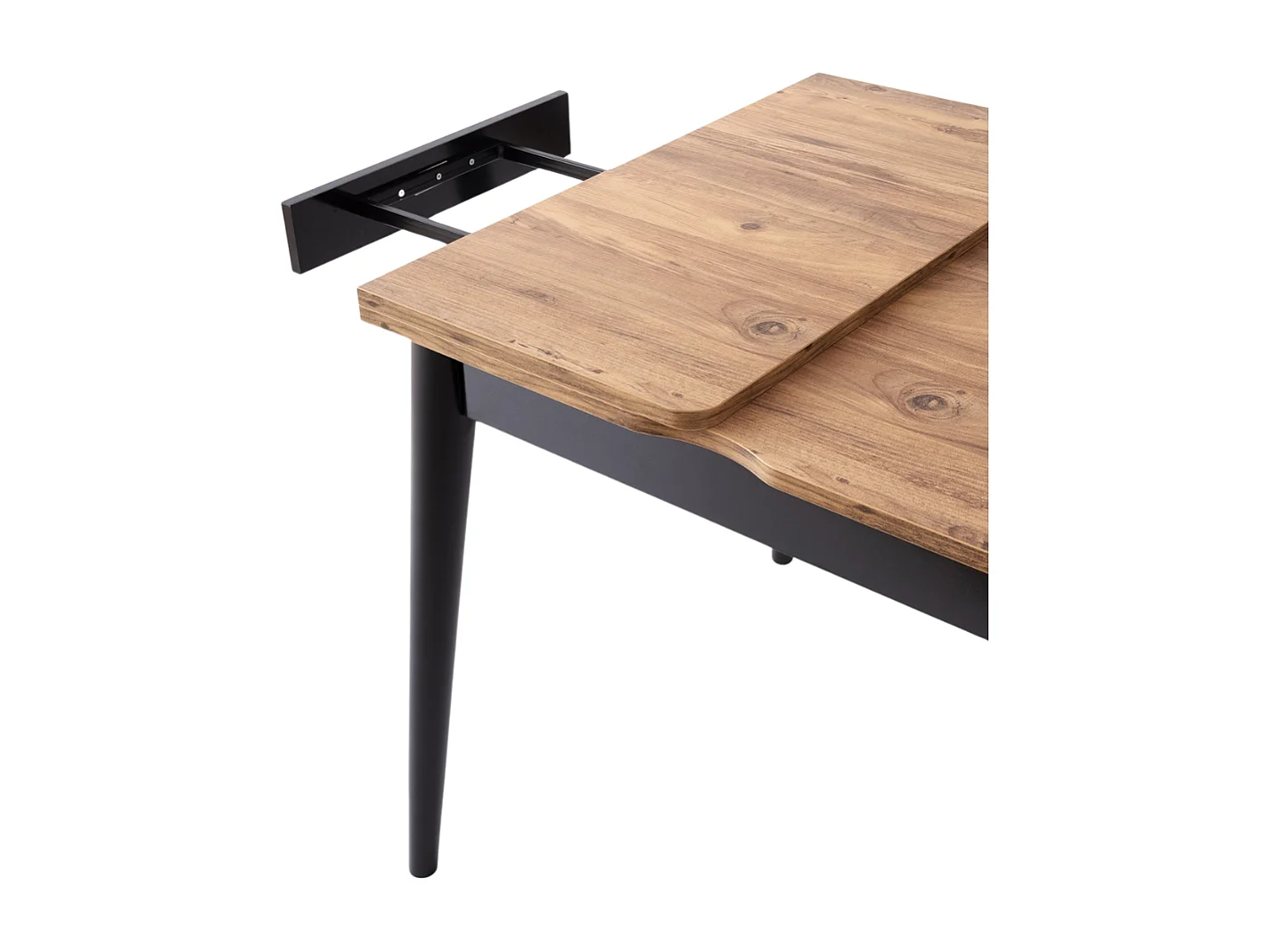 Table à manger extensible de 80 à 160 cm décor pin atlantique et noir - TOTEM