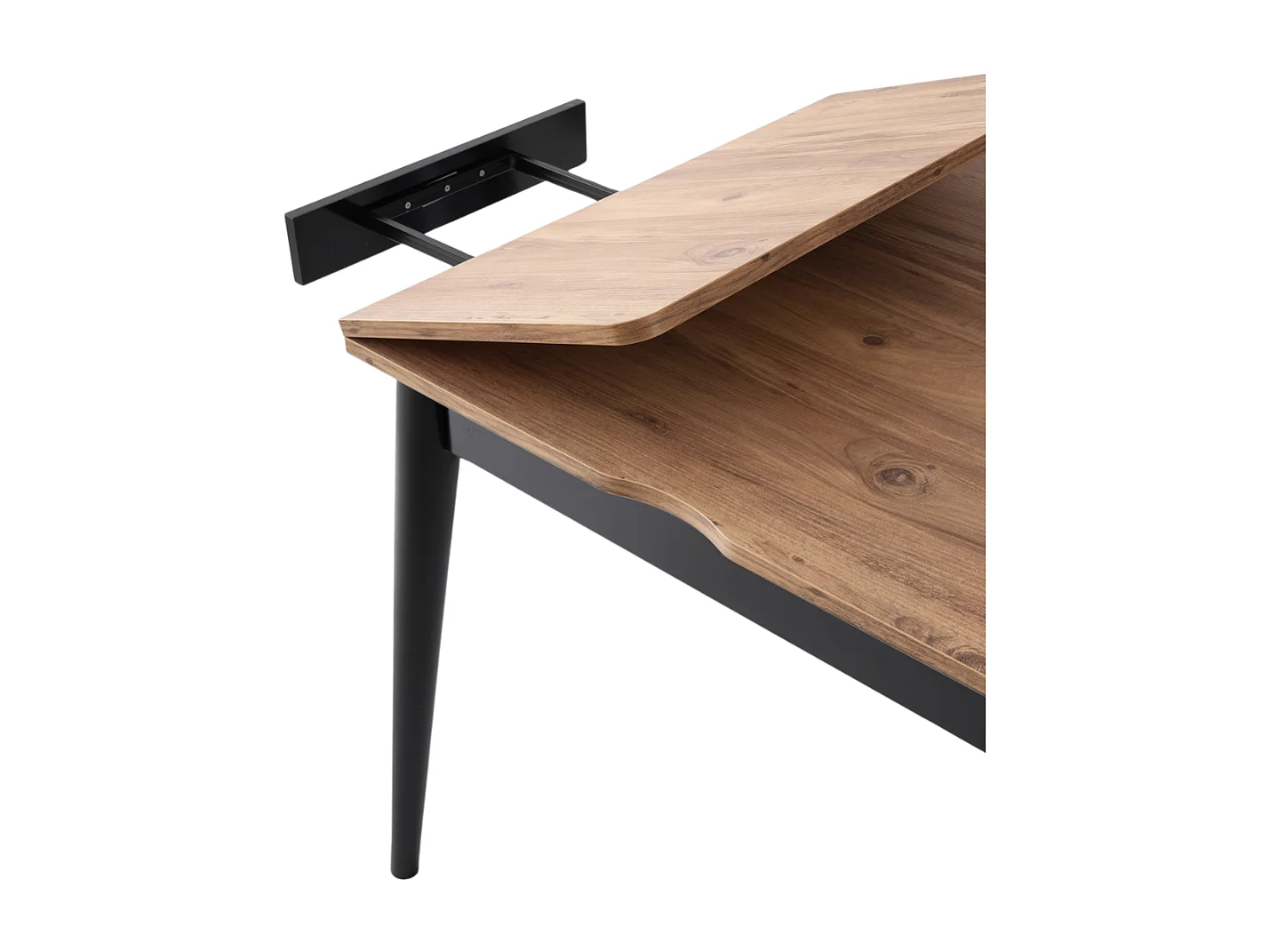 Table à manger extensible de 80 à 160 cm décor pin atlantique et noir - TOTEM