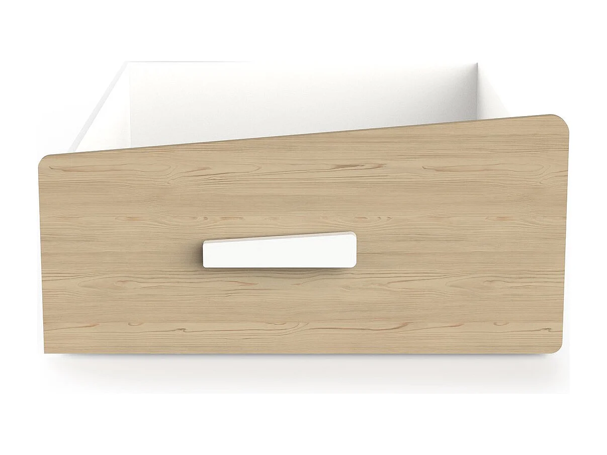 Lit cabane 90x200 avec tiroir blanc et décor chêne - CABANE