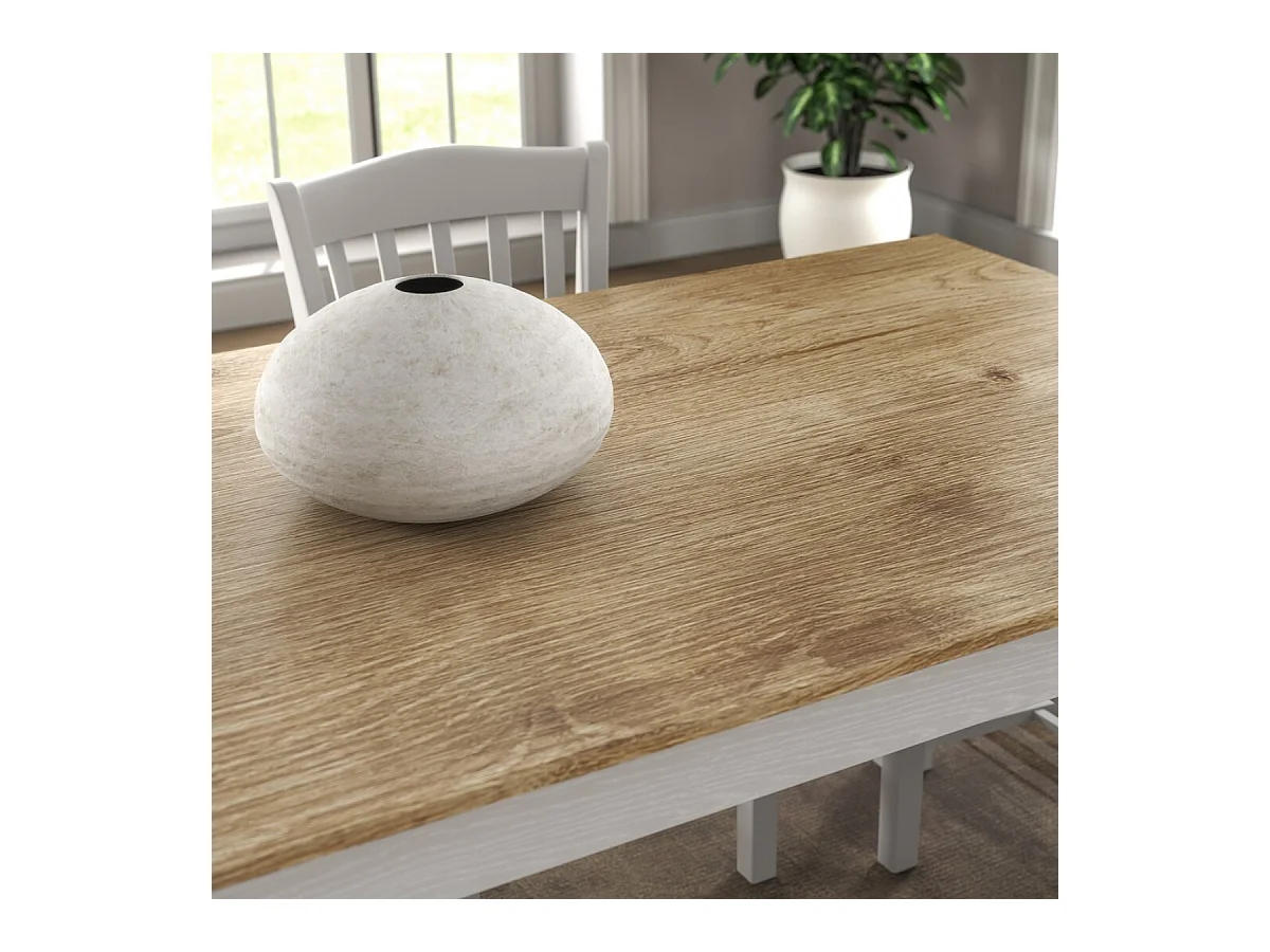 Table à manger décor bois et pieds blanc L180 cm - NORI