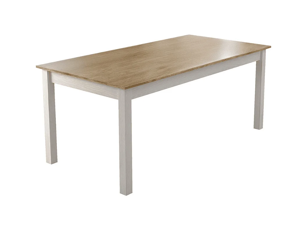 Table à manger décor bois et pieds blanc L180 cm - NORI