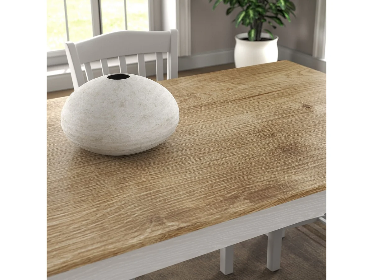 Mesa de jantar decorada em madeira com pés brancos L180 cm - NORI