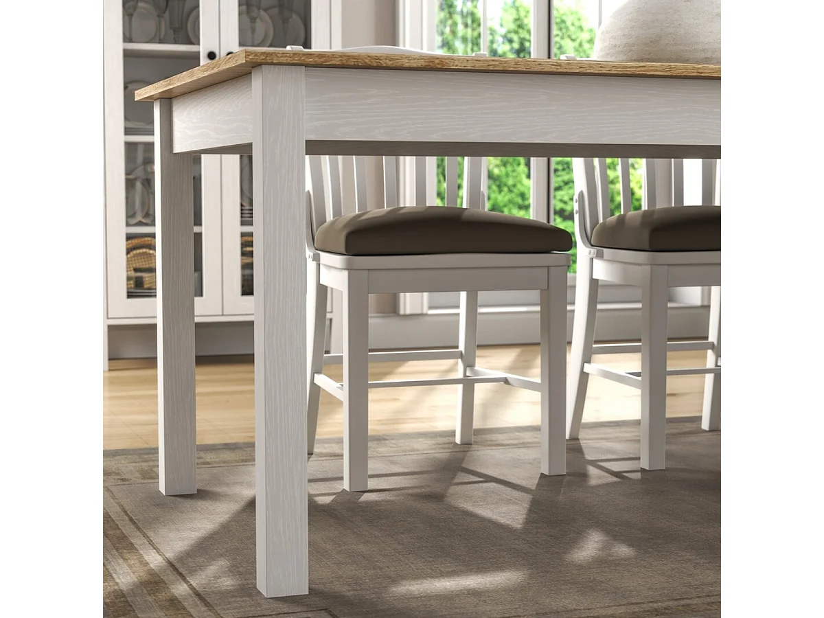 Mesa de jantar decorada em madeira com pés brancos L180 cm - NORI