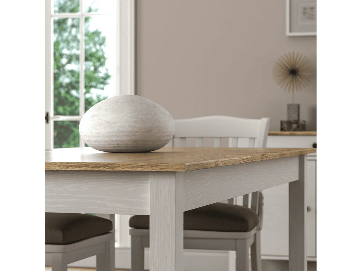 Mesa de jantar decorada em madeira com pés brancos L180 cm - NORI