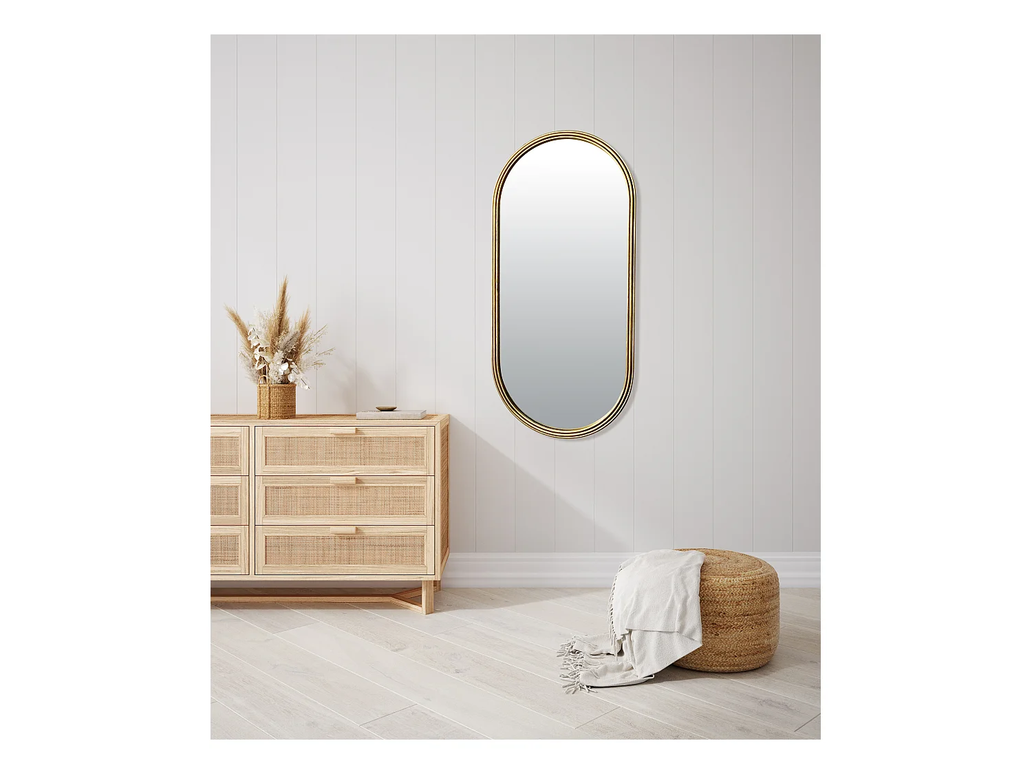 Miroir métal doré oblong épais 60x130cm