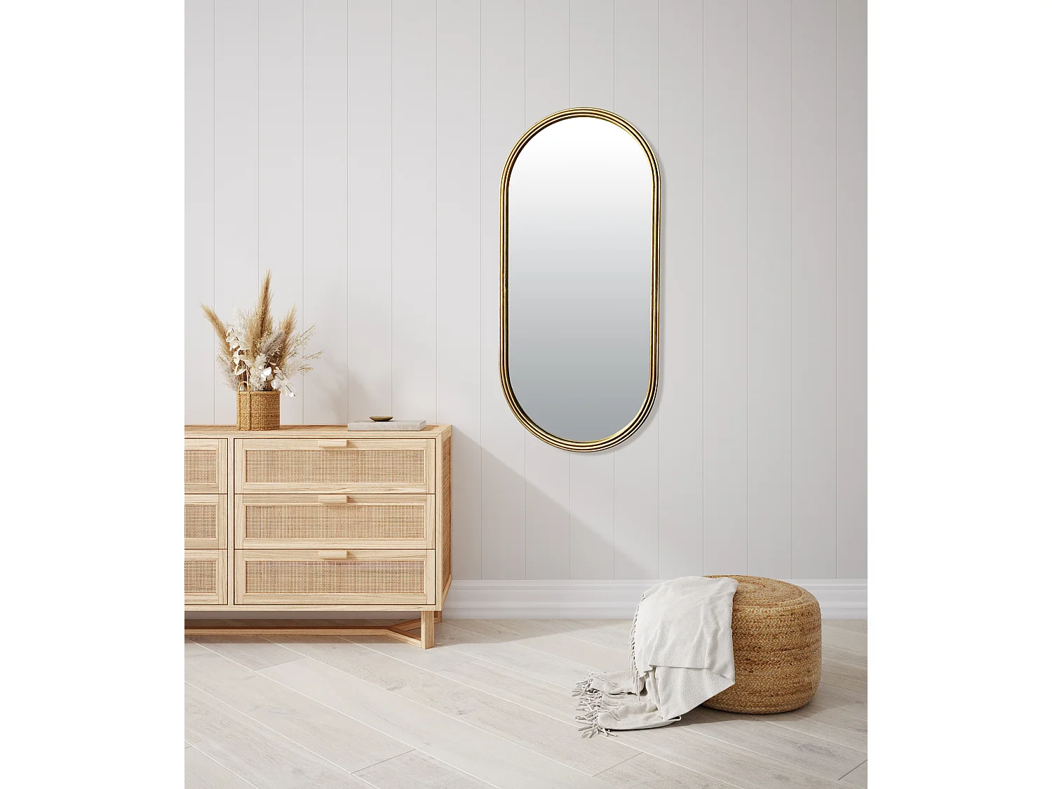 Miroir métal doré oblong épais 60x130cm