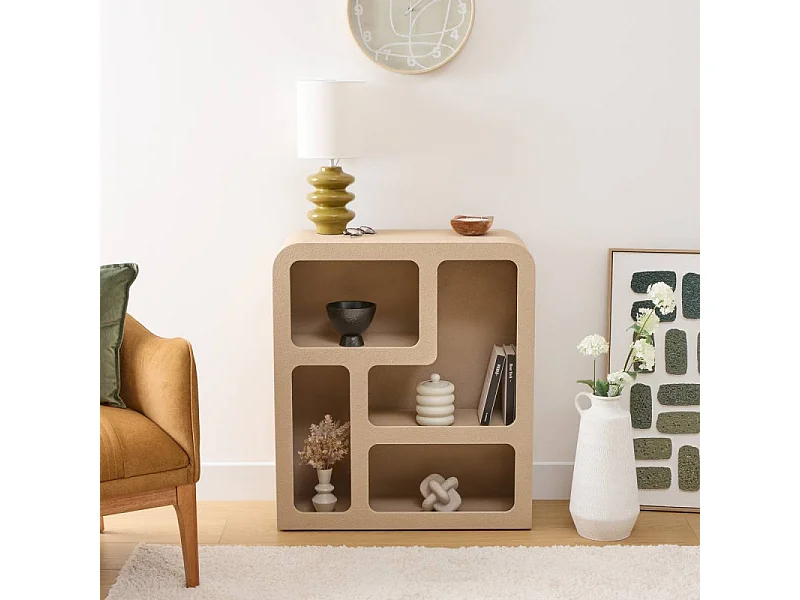 Étagère 4 Niches Design "Soleya" 85cm Beige