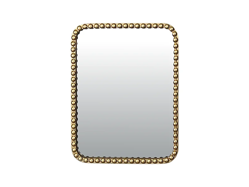 Miroir métal doré rectangulaire perles 35x45cm