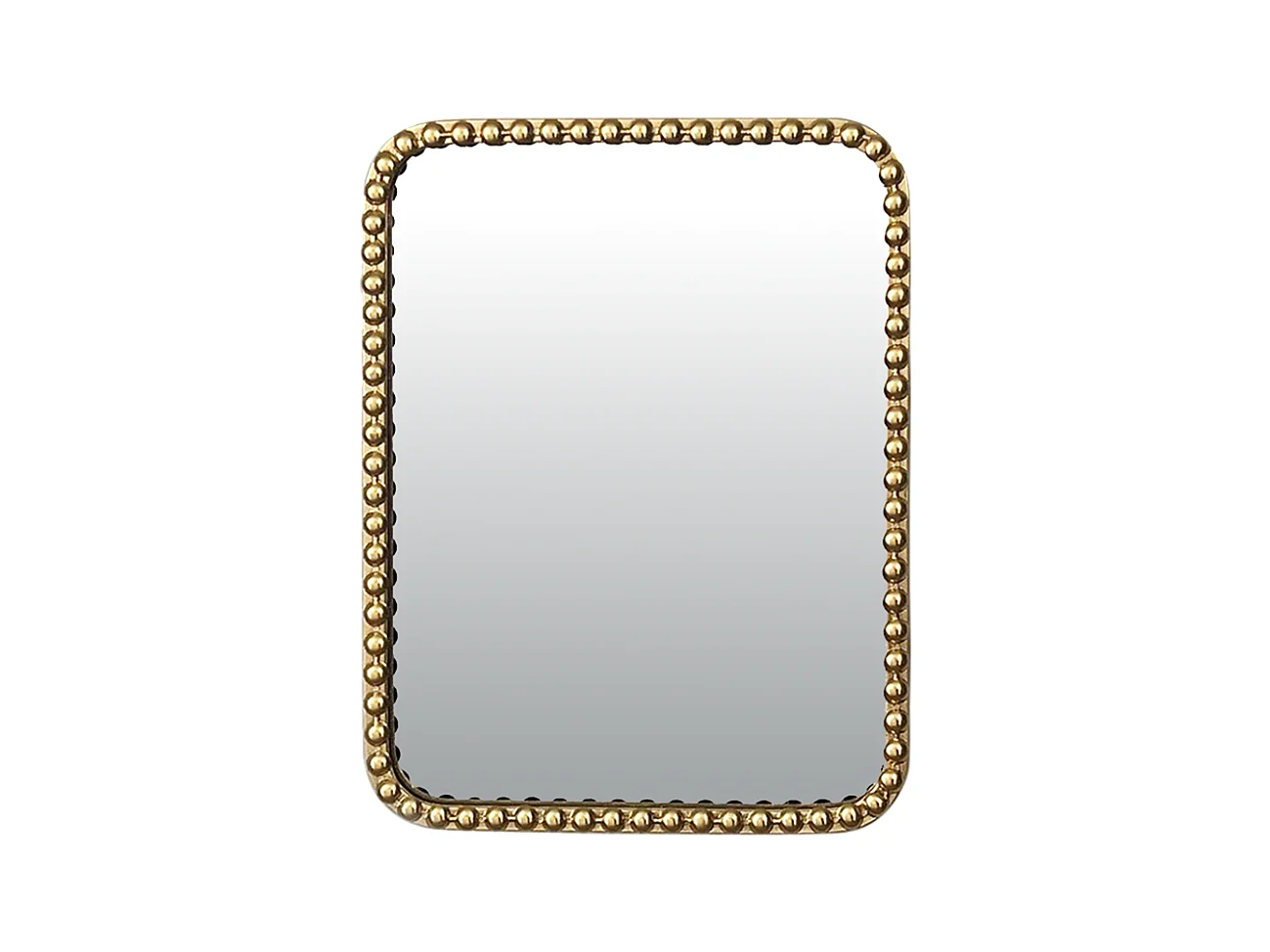 Miroir métal doré rectangulaire perles 35x45cm