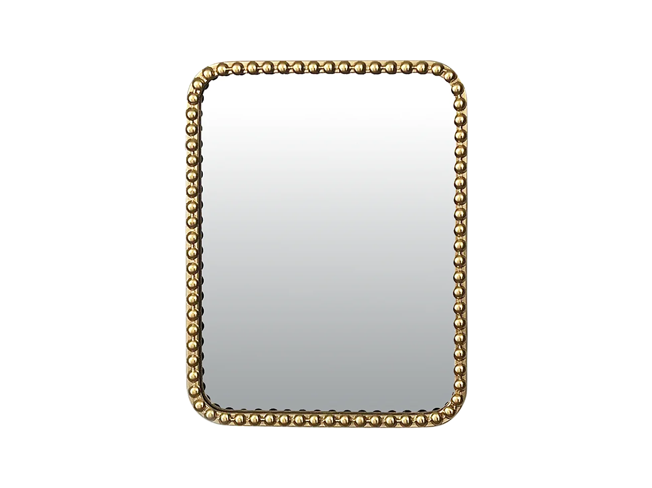 Miroir métal doré rectangulaire perles 35x45cm