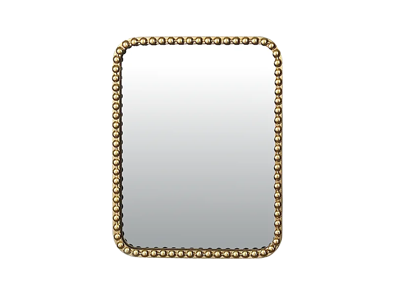 Miroir métal doré rectangulaire perles 35x45cm