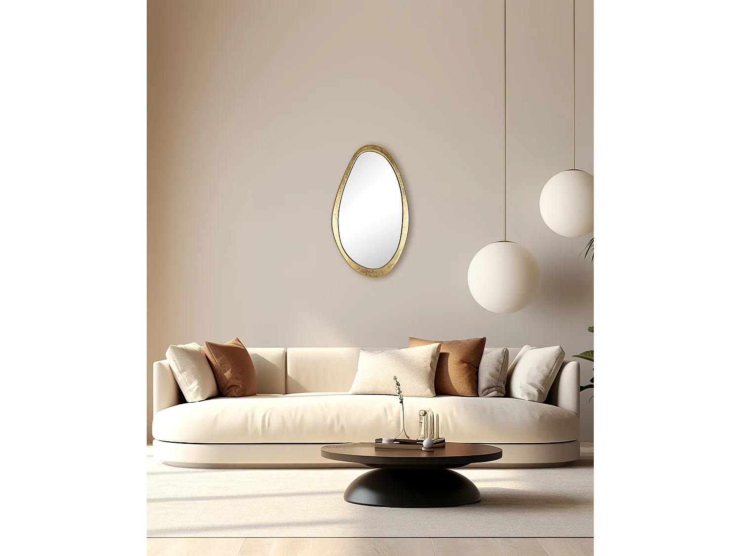 Miroir organique doré 47x80cm
