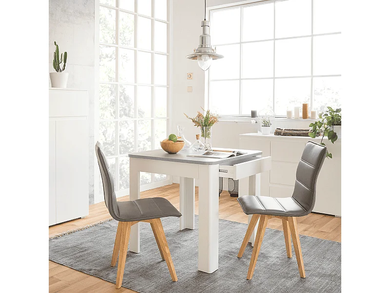 Eettafel met afgeronde hoeken en 1 lade zonder handgreep, 80 cm – OSLO