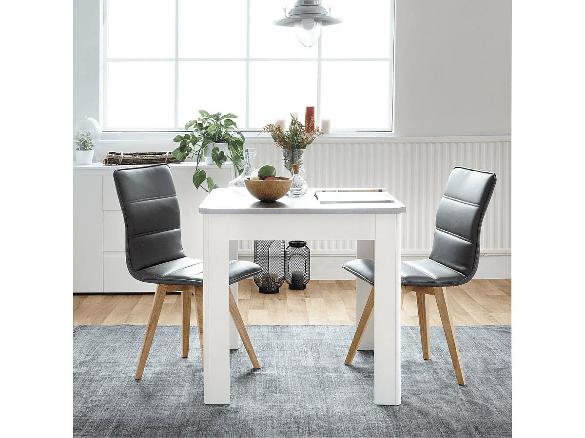 Table à manger carrée avec 1 tiroir sans poignée L80cm - OSLO