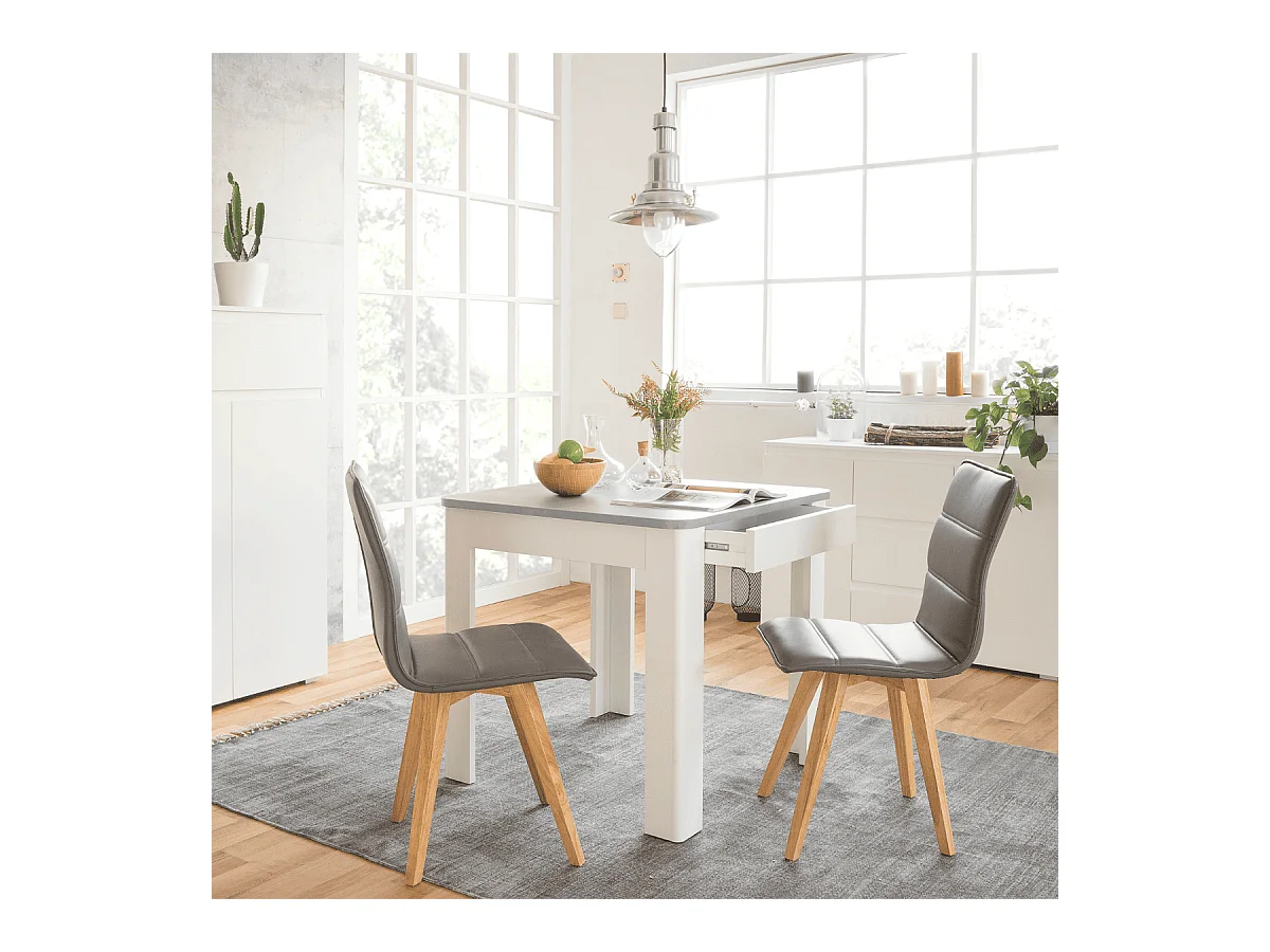 Table à manger carrée avec 1 tiroir sans poignée L80cm - OSLO
