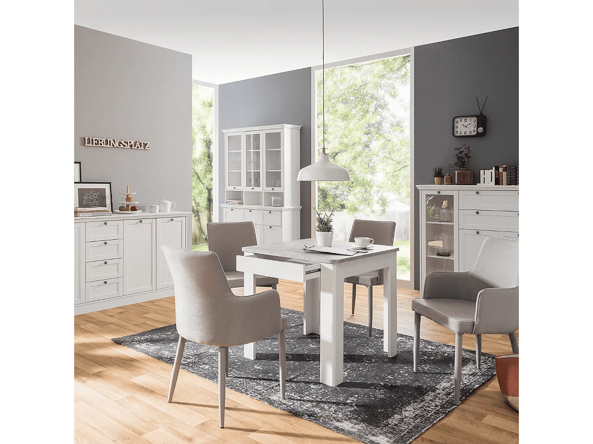 Table à manger avec plateau carré 80x80 cm et 1 tiroir de rangement - SKARA