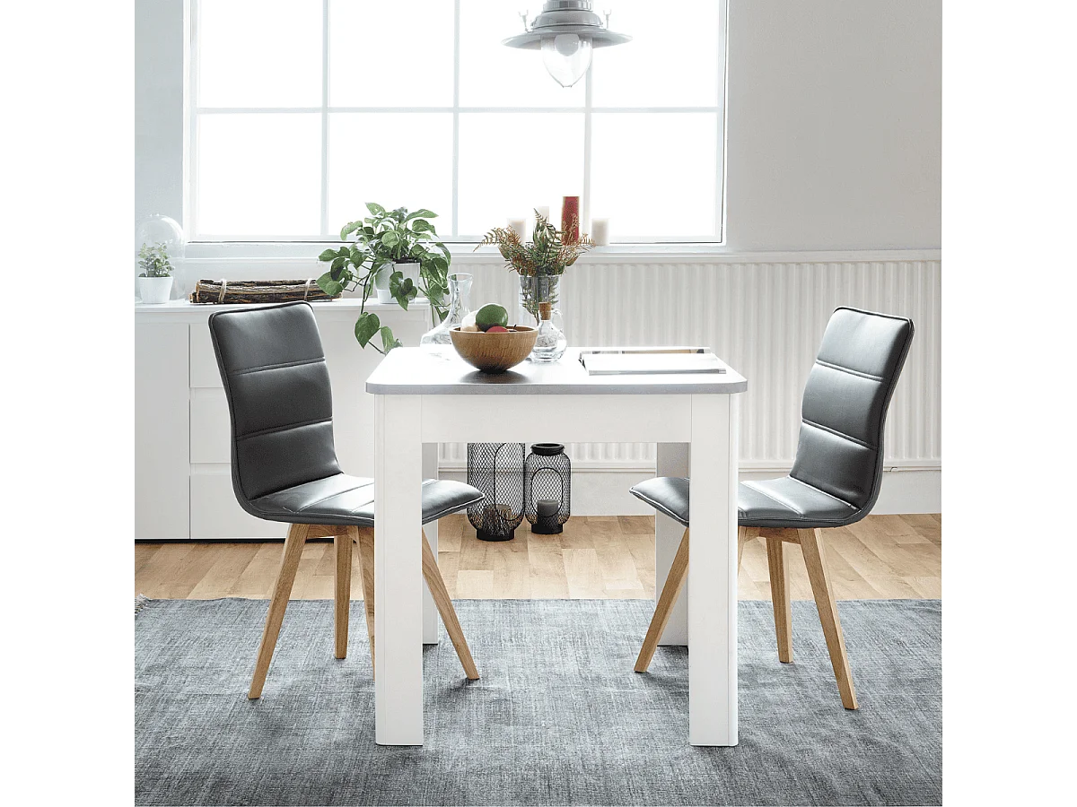 Eettafel met vierkant tafelblad van 80x80 cm en 1 opbergla - SKARA