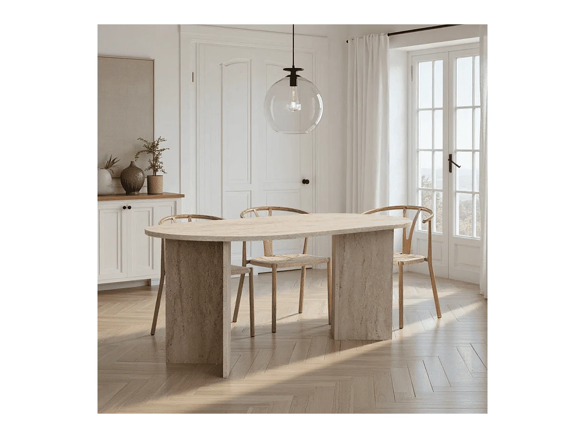 Table à manger avec bords arrondis L180 cm - SABLE