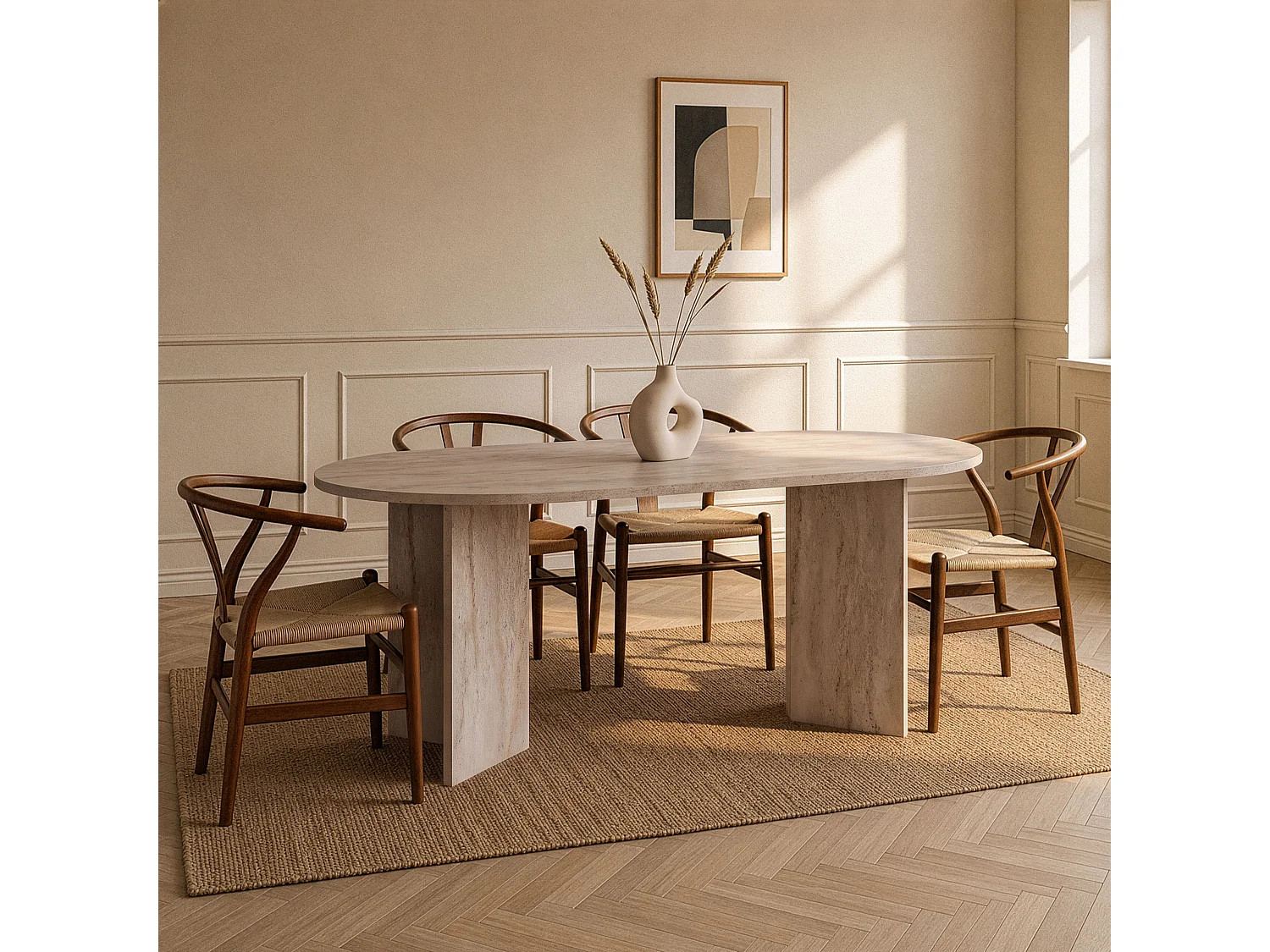Table à manger avec bords arrondis L180 cm - SABLE