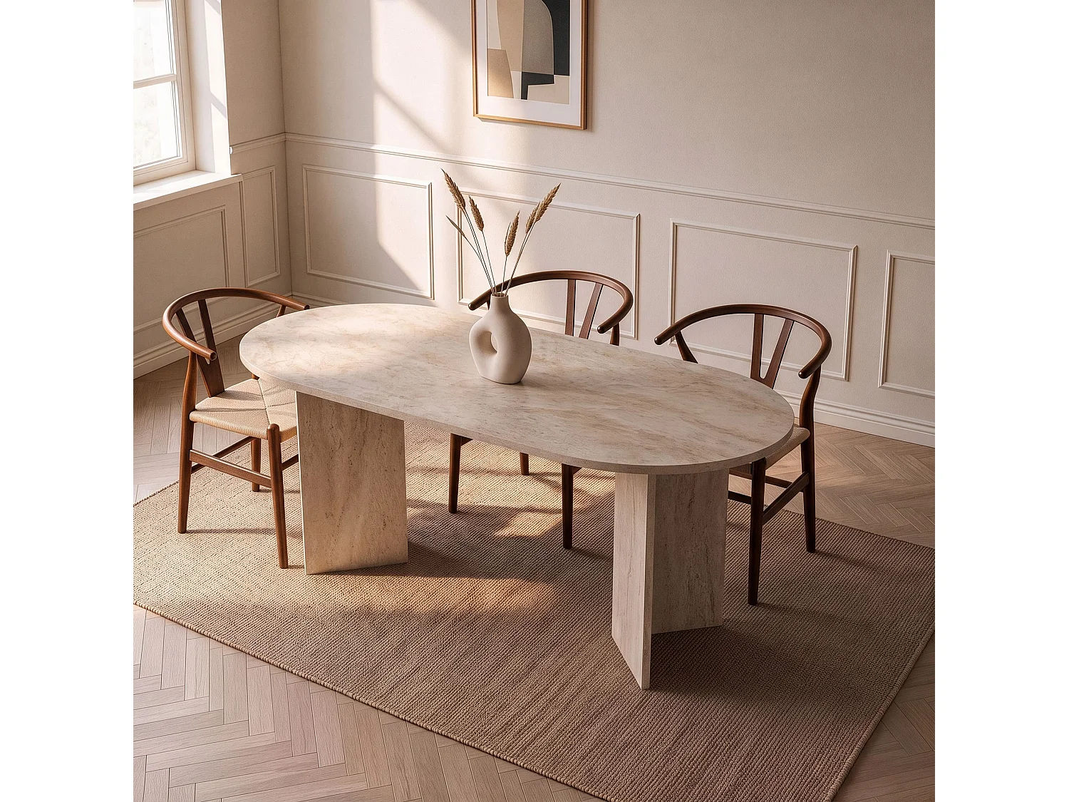 Table à manger avec bords arrondis L180 cm - SABLE