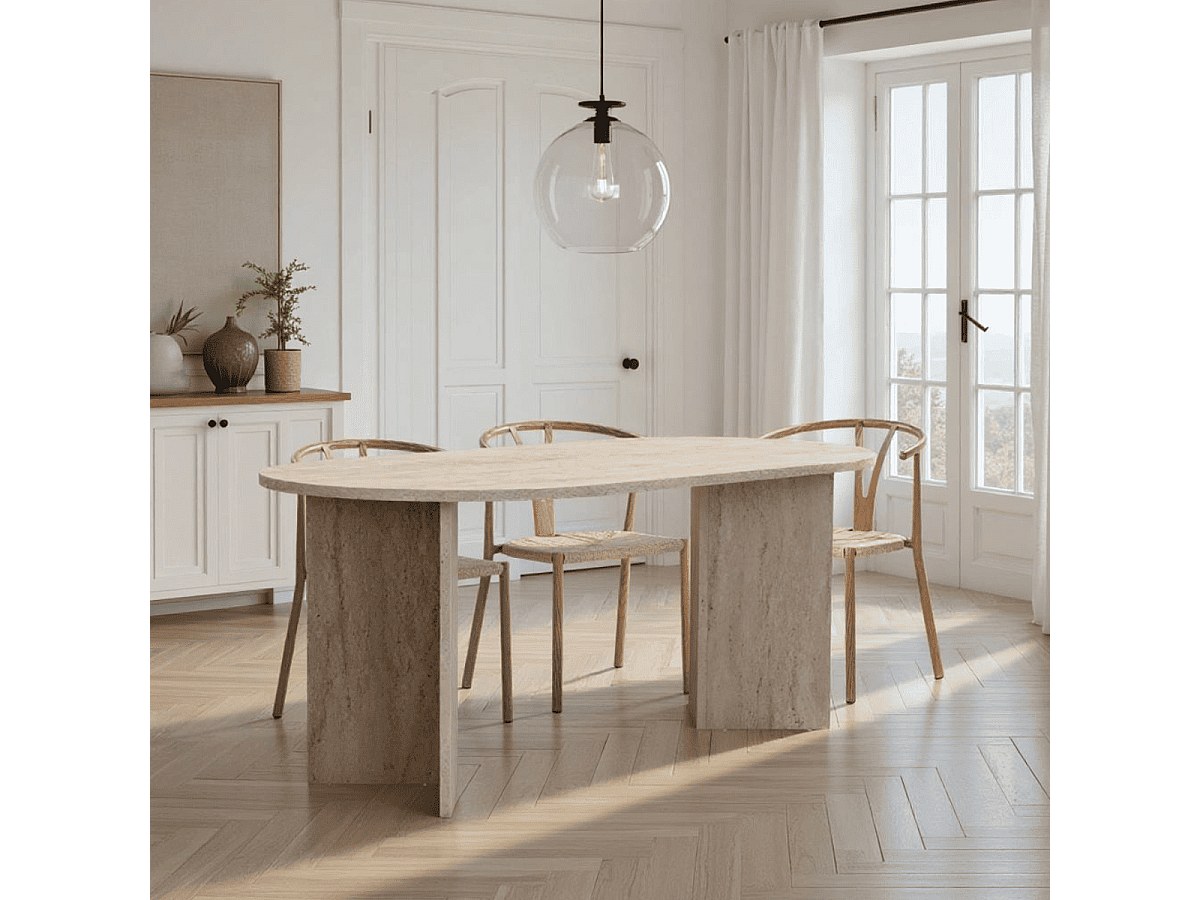 Table à manger avec bords arrondis L180 cm - SABLE