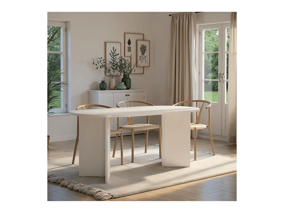 Table à manger avec bords arrondis L180 cm - SABLE