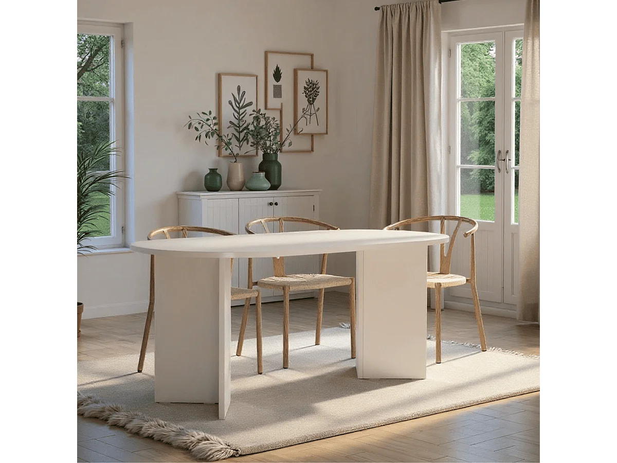 Table à manger avec bords arrondis L180 cm - SABLE