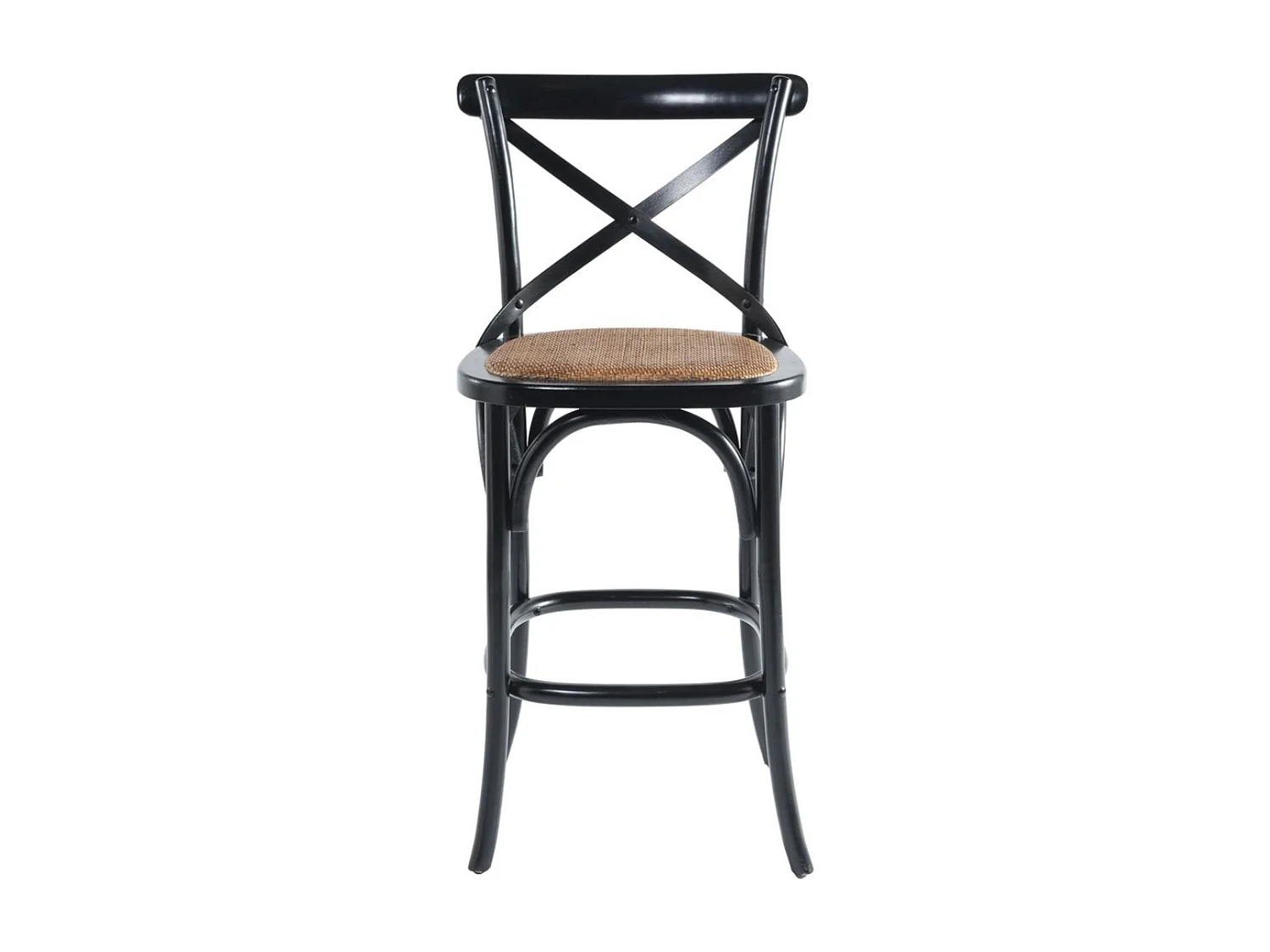 Chaise de comptoir en bois massif et cannage L50 cm - BISTROT