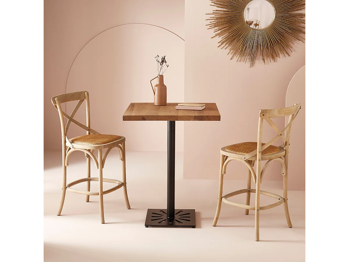 Sedia da banco in legno massiccio e paglia di Vienna L50 cm - BISTROT