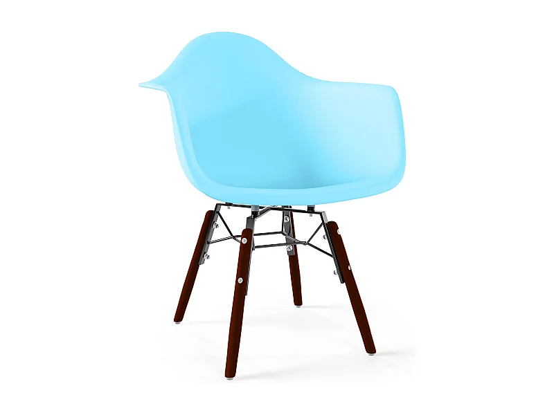 Chaise pour enfants - Design scandinave - Pieds en bois foncé - Nordika Bleu clair