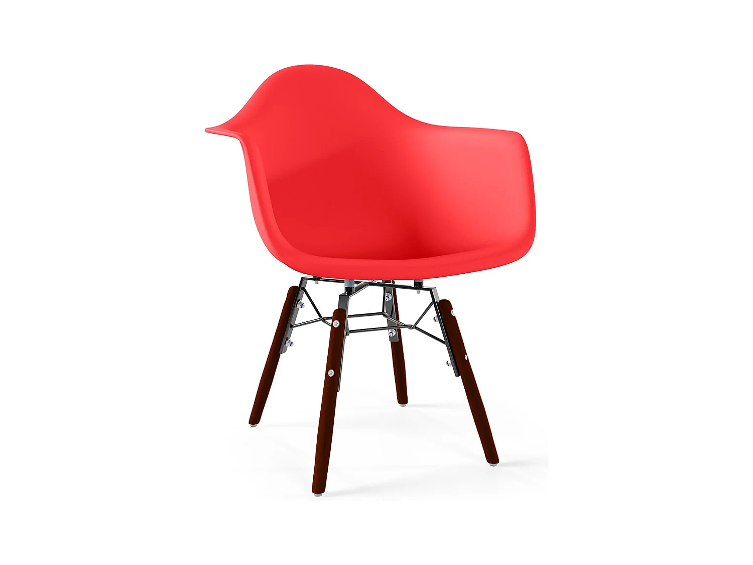 Chaise pour enfants - Design scandinave - Pieds en bois foncé - Nordika Rouge